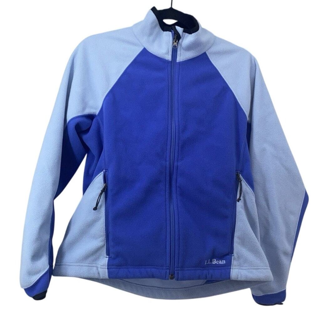 LL Bean Jacket Womens Small Blue Full Zip Fleece Weather Channel Polartec